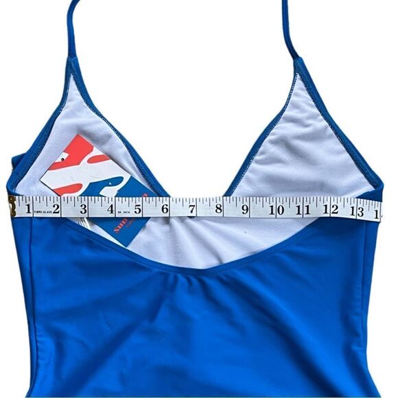 Sun and Sea | Blue Ruffle Halter One-Piece Women Small Swimsuit NWT - Picture 5 of 12